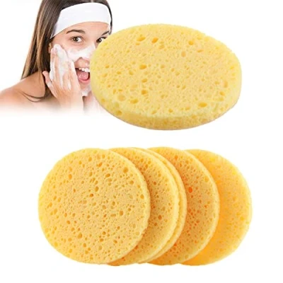 Afbeelding van 20 stuks gezichtsmake upspons, natuurlijke make up remover spons, herbruikbare ronde gezichtsspons, reinigingsspons voor gezichtsreiniging, verwijdering (geel)