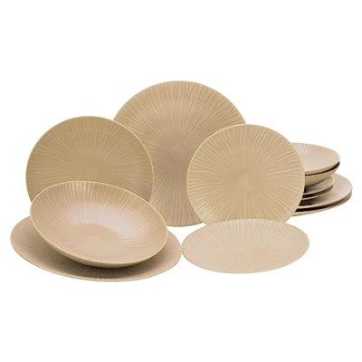 Afbeelding van CreaTable, 23920, serie Vesuvio zand, bordenset 12 delig