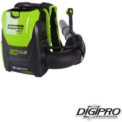 Afbeelding van Greenworks Accu Bladblazer 60 Volt Ruggedragen Zonder en Lader 225 km/u Cruisecontrol Turbo Modus Tuingereedschap Zwart/Groen
