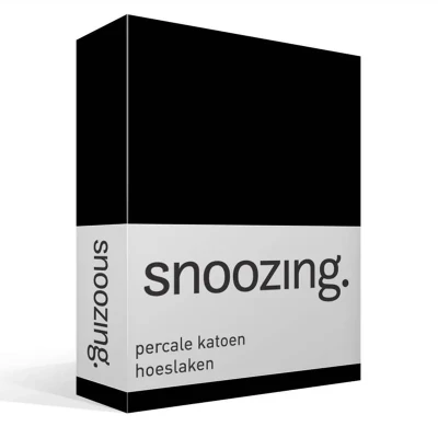 Afbeelding van Snoozing Hoeslaken Tweepersoons 140x220 cm Percale katoen Zwart