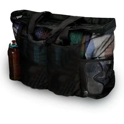 Afbeelding van Ibenzoa® Grote XXL Strandtas Netstof met Rits, Opvouwbaar voor Familie &amp; Vakantie