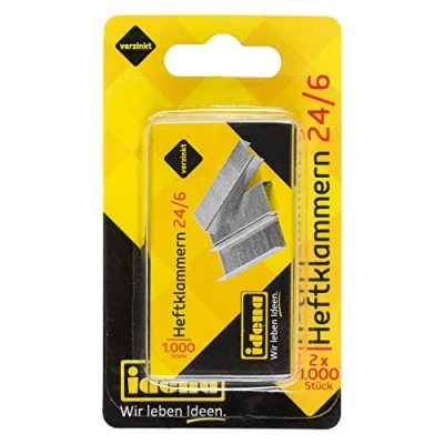 Afbeelding van Idena 12091 Nietjes, maat 24/6, 2 x 1.000 stuks, gegalvaniseerd