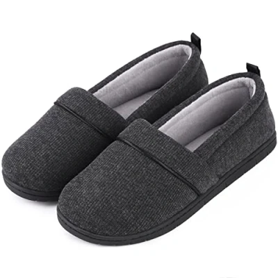 Afbeelding van EverFoams Gezellige pantoffels van traagschuim, lichte badstof met antislip rubberen zool, lila, zwart, 37 EU