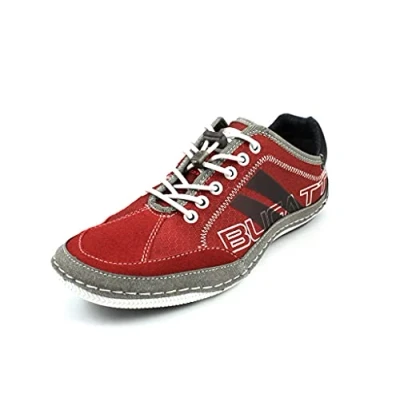 Afbeelding van bugatti heren Casual sneakers met flexibele zool, veterschoenen traagschuim, elastische schoenveters, Rood, 40 EU