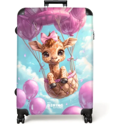 Afbeelding van NoBoringSuitcases.com® Koffer groot Reiskoffer lichtgewicht Giraffe Luchtballon Schattig Rolkoffer met 4 wielen Grote trolley XL 98 liter bagage