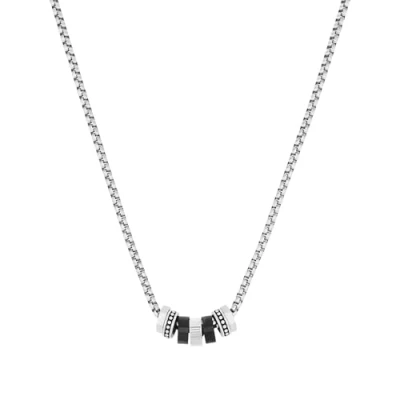 Afbeelding van s.Oliver ketting met hanger, herenketting van roestvrij staal, 50+5 cm, bicolor, geleverd in een sieradengeschenkdoos, 2034944