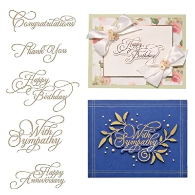 Afbeelding van Briartw 5 stks/set Word Hot Foil Plaat Gelukkige Verjaardag Bedankt Gefeliciteerd met Sympathie voor DIY Scrapbooking Embossing Kaarten Ambachten