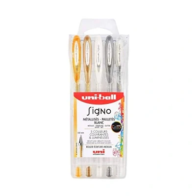 Afbeelding van Gelpen Signo Gel Pen Set Verschillende Pastel en Glitter kleuren 5 stuks