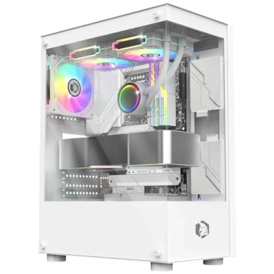 Afbeelding van EMPIRE Gaming (2024 Nieuw) CM 241 PC behuizing ARGB Medium Tower ATX, Micro ATX en ITX 3 ventilatoren 120 mm pins 5 Volt LED RGB adresseerbaar MB Sync Mid Wit