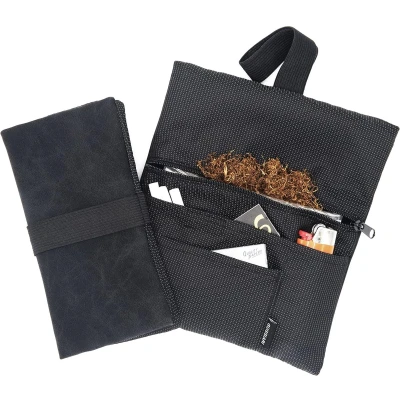 Afbeelding van GUGGIARI® tabakszakje stof voor 30g tot 50g, met filtervak &amp; vloeipapier aansteker