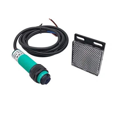 Afbeelding van Reflector lichtkast 6 36 Volt DC PNP NO, Ø 18 mm reflectie lichtbarrière met spiegel IR lichtcel tot 2 meter (reflectie meter, mm, NO)