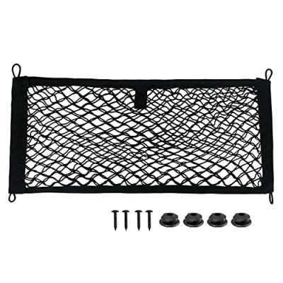 Afbeelding van Kingsea Opbergnet voor de kofferbak, auto, net, opslag, elastisch camping, organizer, lege autotas, met schroeven (25 x 55 cm)