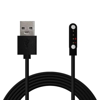 Afbeelding van OcioDual USB oplaadkabel voor smartwatch, universeel model, 4 polig, 9 mm, magnetische voet, verschillende modellen, zwart