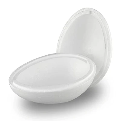 Afbeelding van MCE Commerce 16cm polystyreen eieren paasornament, wit, pak van 2