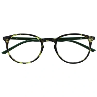 Afbeelding van Opulize Met Groene Schildpad Leesbril Groot Ronde Comfortabel Mannen Vrouwen Scharnieren Veer R60 6 +2,00