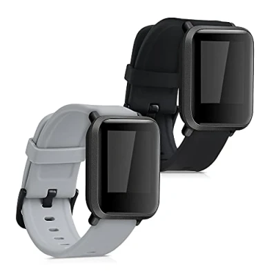 Afbeelding van kwmobile 2x horlogebandjes compatibel met Huami Amazfit Bip S/Bip S Lite bandje Activity tracker bandjes in zwart/grijs