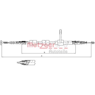 Afbeelding van METZGER 251.33 Handremkabel Rechts achter 1170/895mm Schijfremmen COFLE ALFA ROMEO: 147 (937) 2.0 16V T.SPARK, 1.9 JTD (937.AXD1A, 937.BXD1A