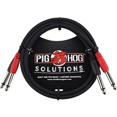 Afbeelding van Pig Hog PD 21403 Dubbele 1/4&quot; Mono (mannelijke) kabel, 3 voet