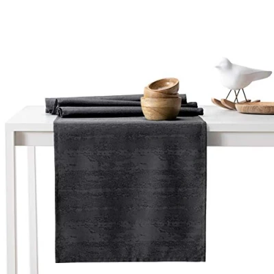 Afbeelding van AmeliaHome Tafelloper 30 x 80 cm lotuseffect waterafstotend slangenhuidpatroon antraciet Vesta