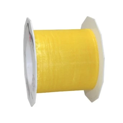 Afbeelding van C.E. Pattberg SHEER Organza lint, geel, 25 m cadeaulint voor het inpakken van geschenken, 72 mm breed, accessoires decoreren en knutselen, decoratief lint geschenken