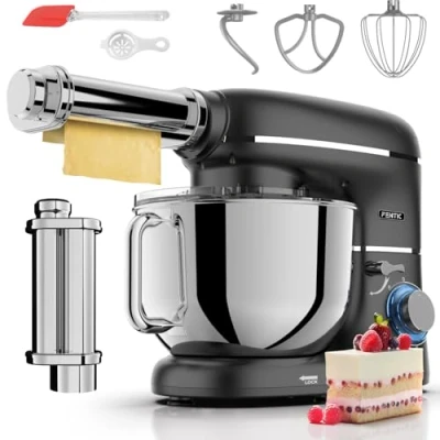 Afbeelding van Fentic Keukenmachine 2000W Keukenrobot Incl. Pastaroller en extra accessoires 6,2L Mengkom Foodprocessor Pastamachine Zwart