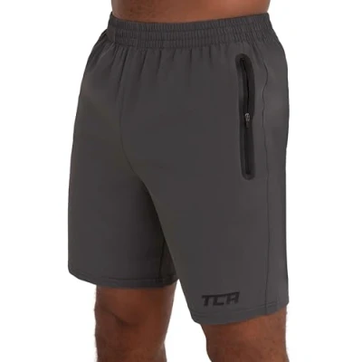 Afbeelding van TCA Mannen Elite Tech Lichtgewicht Hardloop Gym Trainings Shorts met Ritszakken Grijs, XXXL