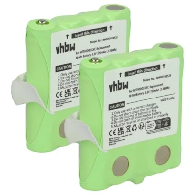 Afbeelding van vhbw 2 x Ni MH accuset 700 mAh (4,8 V) compatibel met walkietalkie DeTeWe Outdoor PMR 8000, Simvalley WT 100 vervanging voor LH060 3A44C4BT, MT700D03XXC, PX 1755.