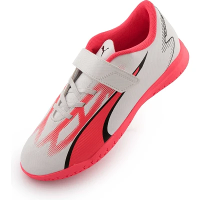 Afbeelding van Puma Ultra PLAY IT JR Unisex Zaalvoetbalschoenen voor kinderen, Maat: 28, White/black/fire orchid Kunststof/ textiel