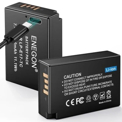 Afbeelding van ENEGON LP E17 type C oplaadaansluiting accu&#039;s voor Canon Rebel SL2, T6i, T6s, T7i, EOS M3, M5, M6, 200D, 250D, 77D, 750D, 760D, 800D, 8000D, Kiss X8i, RP Digital SLR camera
