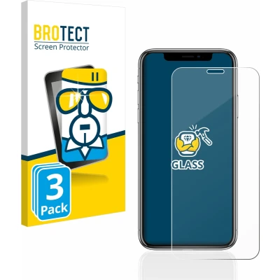 Afbeelding van BROTECT Gehard glazen schermbeschermer (3 Stuk, Apple iPhone X), Smartphone beschermfolie, Transparant