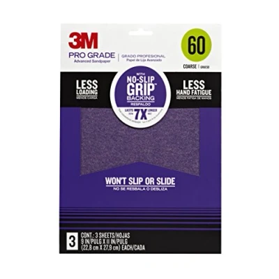 Afbeelding van 3M 25060P G Pro Grade No Slip Grip Geavanceerd Schuurpapier, 22,5 cm x 28,5 cm, 60 grit, verpakking van 3