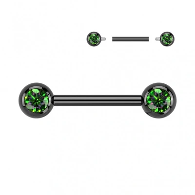 Afbeelding van Piercing titanium steen rond zwart 16mm