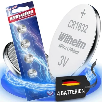 Afbeelding van 4 x CR1632 CR 1632 Wilhelm Lithium knoopcel 3V 140 mAh ø16 3,2 mm batterij DL1632