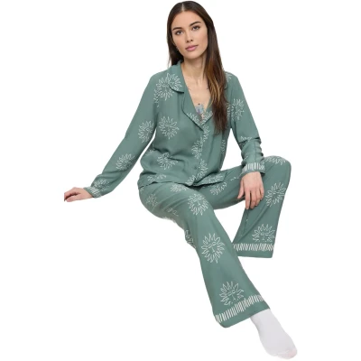 Afbeelding van Trendyol Groene Zon Patroon Viscose Geweven Pyjama Set Thmaw25Pt00034