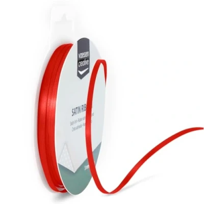 Afbeelding van Vaessen Creative Satijn Ribon, Stof, Poppy rood, 3mm
