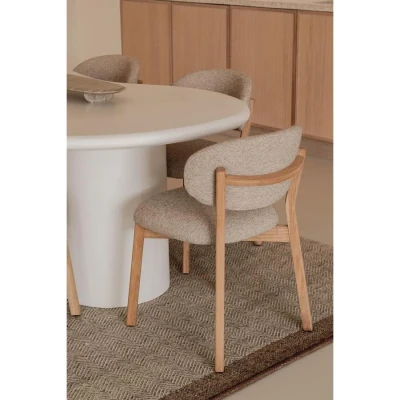 Afbeelding van Eleonora Eetkamerstoel Mikky Naturel Taupe Moon