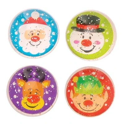 Afbeelding van Baker Ross AT344 Flummi met glitter (8 stuks) feestelijke kerstfiguren voor kinderen, gesorteerd
