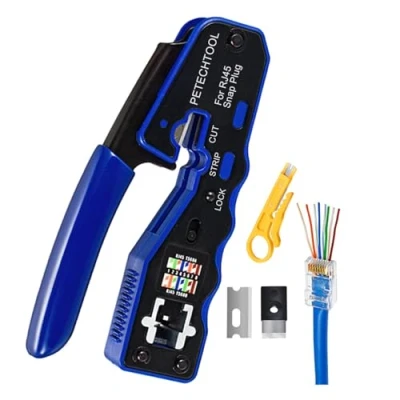Afbeelding van RJ45 Crimp Tool Pass Door Crimper Cutter voor Cat6a Cat6 Cat5 Cat5e 8P8C Modulaire Connector Ethernet