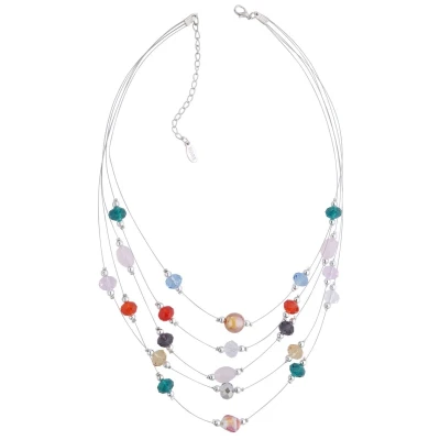 Afbeelding van Behave ketting dames layer met multi kleur steentjes
