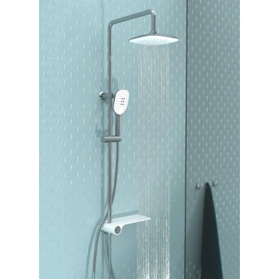 Afbeelding van Schutte Aquastar douchesysteem met planchet chroom/wit