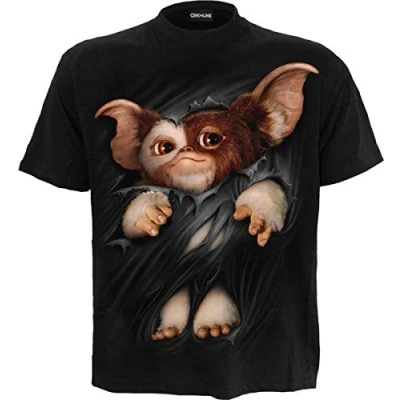 Afbeelding van WB Studio Gremlins Gizmo T shirt afdruk op voorkant zwart XL