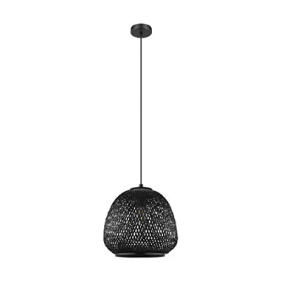 Afbeelding van Leen Bakker EGLO Hanglamp Dembleby Zwart Hanglampen Rotan