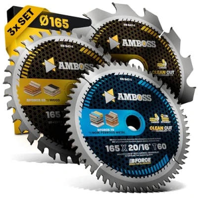 Afbeelding van Ø165 x 20 handcirkelzaagbladenset geschikt voor Bosch GKS 165 55. Makita DHS630Z AMBOSS WERKZEUGE® zaagblad assortiment