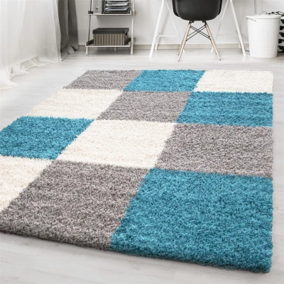 Afbeelding van Hoogpolig vloerkleed Cube Turquoise 120x170cm Adana Carpets