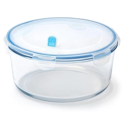 Afbeelding van NUTRIUPS Luchtdichte glazen voedselopslagcontainers met deksels, ronde voedselopslagset, BPA vrij voor maaltijdbereiding, reizen, vriezer, oven (2,8 l rond)