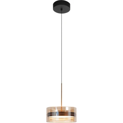 Afbeelding van Enzo Hanglamp 1 lichts disc d:20cm zwart/brons/bruin Modern Highlight