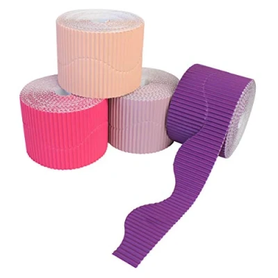Afbeelding van Bright Ideas PK04 Paars/Roze Assortiment, 10 cm x 7,5 m gegolfde rand rollen voor school displays kunst en ambachten