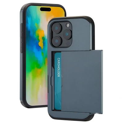 Afbeelding van Apple iPhone 16 Pro Hoesje Met pashouder Kunststof imoshion Hardcase/Backcover Donkerblauw Telefoonhoesje