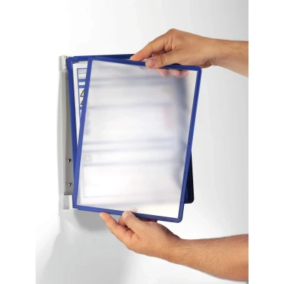 Afbeelding van Durable Wandhouder 5 zichtpanelen donkerblauw met profielframef. 1 stuk 555107
