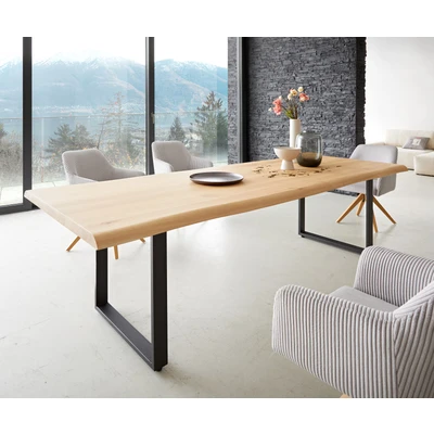 Afbeelding van Eetkamertafel Edge eiken natuur 260x100 skid zwart Live